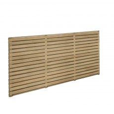 3ft High (900mm) Forest Contemporary Double-Sided Slatted Fence Panel - Pressure Treated - Angled