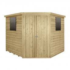 8x8 Forest Overlap Corner Shed - Front View