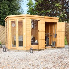 11 x 7 (3.22m x 1.98m) Mercia Corner Summerhouse with Side Shed