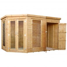 10 x 7 (3.13m x 1.98m) Mercia Corner Summerhouse with Side Storage - Angle View with open Storage