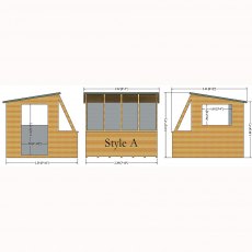 8x8 Shire Iceni Potting Shed - Door in Left Hand Side - Diagram