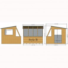 8 x 8 (2.39m x 2.39m) Shire Iceni Potting Shed - Door in Right Hand Side - diagrams