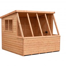 8 x 8 (2.39m x 2.39m) Shire Iceni Potting Shed - Door in Right Hand Side - angle from the right hand