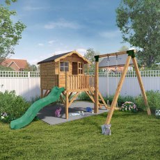 5 x 5 (1.49m x 1.51m) Poppy Tower Playhouse with Activity Centre - insitu