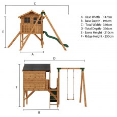 5 x 5 (1.49m x 1.51m) Poppy Tower Playhouse with Activity Centre - diagram