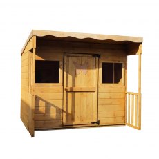 6 x 5 (1.76m x 1.66m) Mercia Pent Wooden Playhouse - White Background, Door Closed