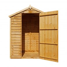 5 x 3 Mercia Overlap Apex Shed - Windowless - front view isolated with door open