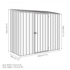7 x 3 Absco Space Saver Pent Metal Shed - Dimensions