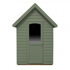 8 x 5 Forest Retreat Pressure Treated Redwood Lap Shed Moss Green - Isolated, door open