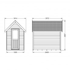 8 x 5 Forest Retreat Pressure Treated Redwood Lap Shed  in Natural Cream - Isolated, door closed
