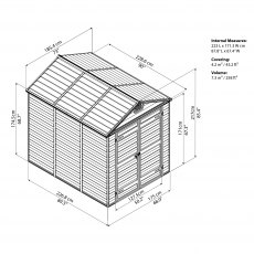 6x8 Palram Skylight Plastic Apex Shed - Grey - schematic drawing