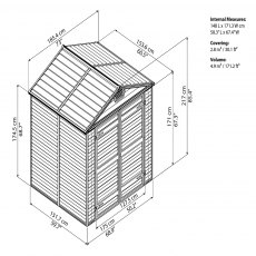 6x5 Palram Skylight Plastic Apex Shed - Grey - schematic drawing