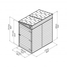 4x6 Palram Skylight Plastic Pent Shed - Dark Grey - diagram
