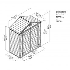 6x3 Palram Skylight Plastic Apex Shed - Dark Grey - schematic drawing