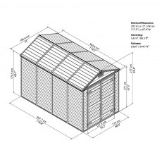 6x10 Palram Skylight Plastic Apex Shed - Grey - diagram