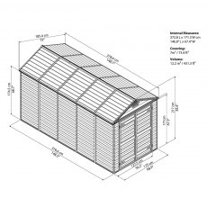 6x12 Palram Skylight Plastic Apex Shed - Grey - diagram