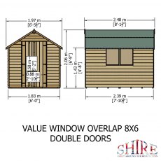 8 x 6 Shire Value Overlap Shed - Dimensions