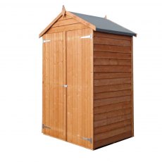 4 x 3 Shire Overlap Shed with Double Doors - pressure treated - unpainted