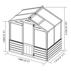 4 x 6 Mercia Traditional Greenhouse - dimensions