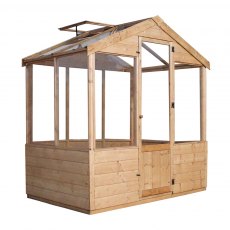 4 x 6 Mercia Traditional Greenhouse - isolated view with roof vent open