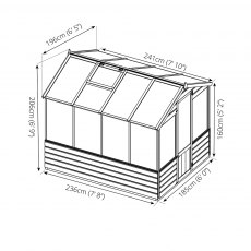 8 x 6 Mercia Traditional Greenhouse - dimensions