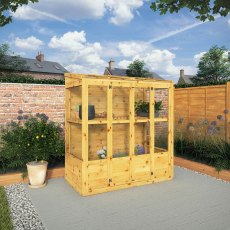 6 x 3 Mercia Traditional Tall Wall Greenhouse - in situ, doors closed