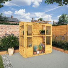 6 x 3 Mercia Traditional Tall Wall Greenhouse - in situ, doors open