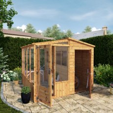 8 x 8 Mercia Premium Greenhouse and Shed Combi - in situ