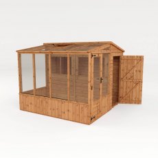 8 x 8 Mercia Premium Greenhouse and Shed Combi - isolated side view