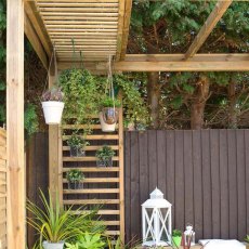 Forest Dining Pergola - Pressure Treated - decorated with plants and features