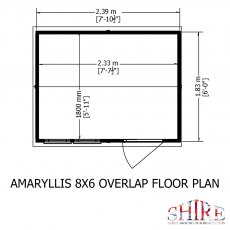 8x6 Shire Amaryllis Overlap Apex Shed with Single Door - floor plan