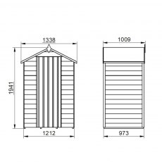 4x3 Forest Overlap Apex Garden Shed - Pressure Treated - external dimensions