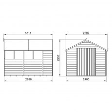 10x8 Forest Overlap Apex Shed - Pressure Treated - external dimensions