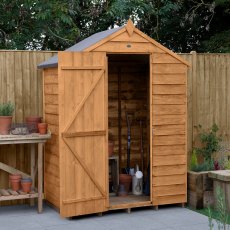 5 x 3 Forest Overlap Shed - Windowless - angled shed with door open