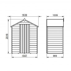 5 x 3 Forest Overlap Shed - Windowless - external dimensions
