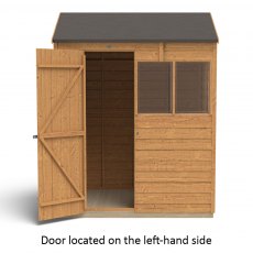 6 x 4 Forest Overlap Reverse Apex Shed - isolated with door located on the left hand side