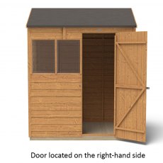 6 x 4 Forest Overlap Reverse Apex Shed - isolated with door located on the right hand side
