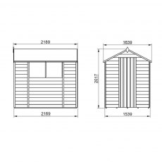7x5 Forest Overlap Apex Garden Shed - external dimensions