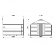 10 x 10 Forest Overlap Apex Workshop Shed - Pressure Treated - external dimensions