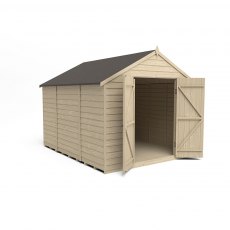 10 x 8 Forest Overlap Apex Shed - No Windows - Pressure Treated - isolated with doors open