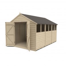 12 x 8 Forest Overlap Apex Shed - Pressure Treated - isolated with doors open