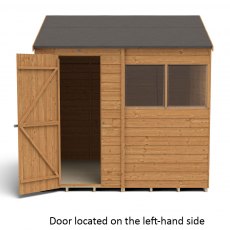 8x6 forest Overlap Reverse Apex Shed - door located on the left hand side