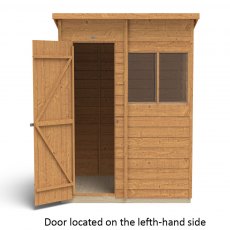6 x 4 Forest Overlap Pent Garden Shed -  isolated with door located on the left hand side