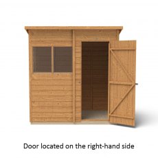 6 x 4 Forest Overlap Pent Garden Shed -  isolated with door located on the right hand side