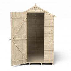 6 x 4 Forest Overlap Apex Shed - Pressure Treated  - isolated with door hinged on the left-hand sid