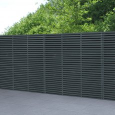 6ft High (1800mm) Forest Contemporary Double-Sided Slatted Fence Panel - Anthracite Grey - Pressure