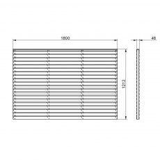 4ft High Forest Double Slatted Fence Panel - Pressure Treated - dimensions