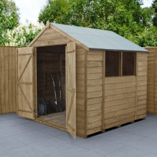 7 x 7 Forest Overlap Shed - Pressure Treated  - insitu  angle and with doors open
