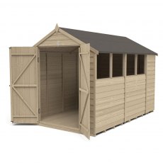10 x 6 Forest Overlap Shed - Pressure Treated - isolated with doors open