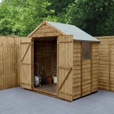 5 x 7 Forest Overlap Shed - Pressure Treated - insitu with doors open